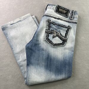 Miss Me Jeans Boyfriend Ankle Distressed Womens Size 29 Ripped Light Acid Wash